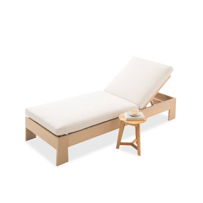 Eucalyptus Outdoor Chaise Lounge with Cushion
