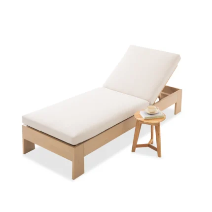 Eucalyptus Outdoor Chaise Lounge with Cushion