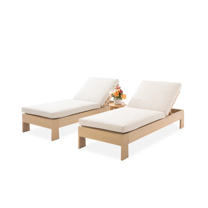 Eucalyptus Outdoor Chaise Lounge with Cushion