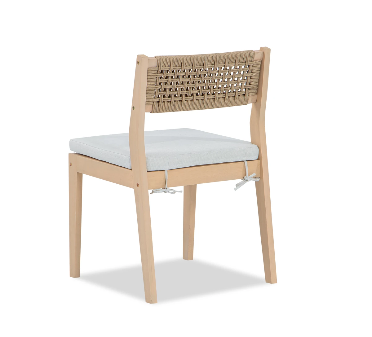 Back view of the dining chair with woven cane backrest