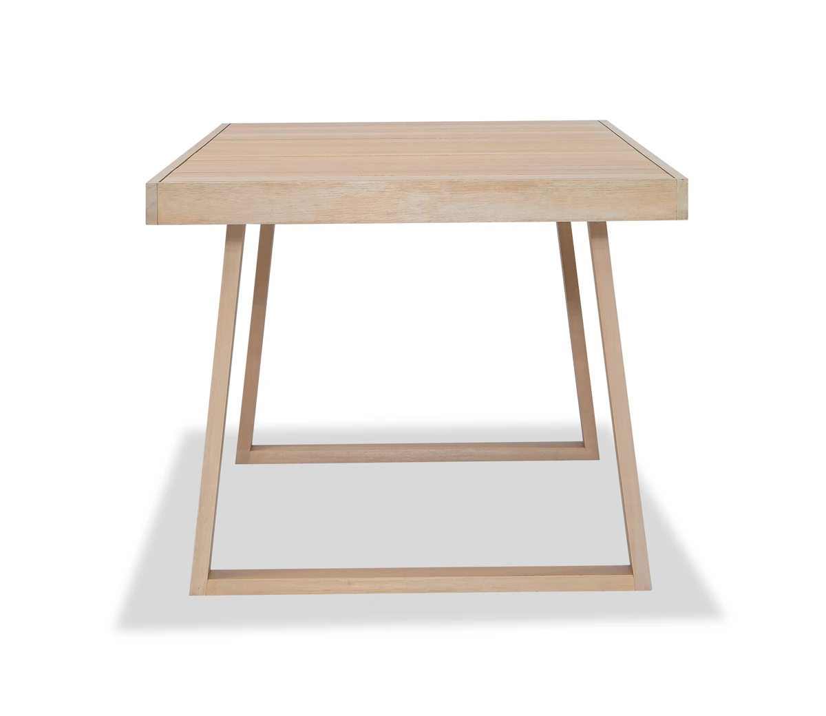 Angled view of the eucalyptus dining table