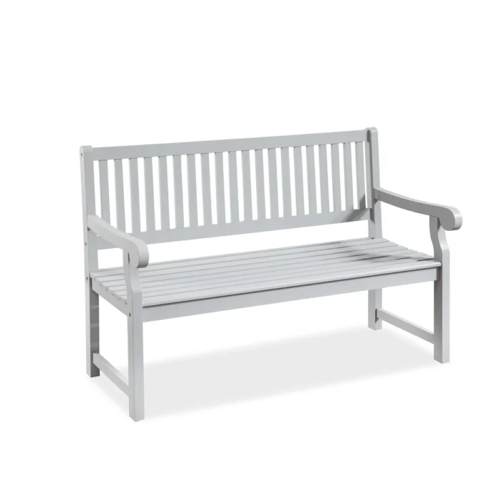 Solid Eucalyptus Outdoor Bench with Slatted Backrest