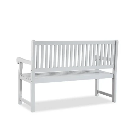 Solid Eucalyptus Outdoor Bench with Slatted Backrest