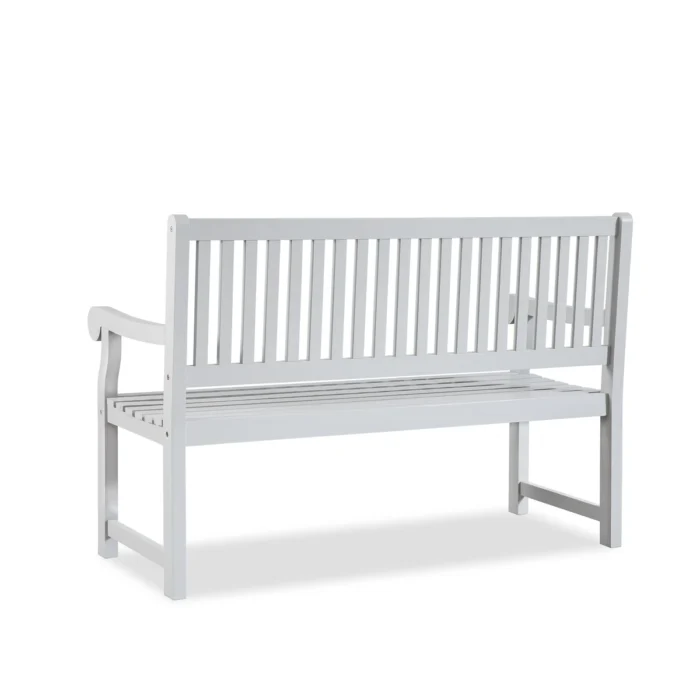 Solid Eucalyptus Outdoor Bench with Slatted Backrest