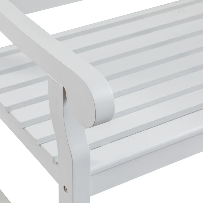 Solid Eucalyptus Outdoor Bench with Slatted Backrest