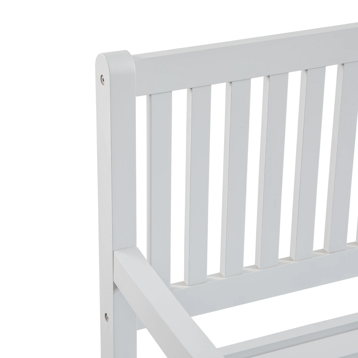 Close-up of the vertical slatted backrest