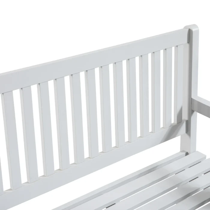 Solid Eucalyptus Outdoor Bench with Slatted Backrest