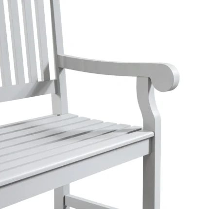 Solid Eucalyptus Outdoor Bench with Slatted Backrest