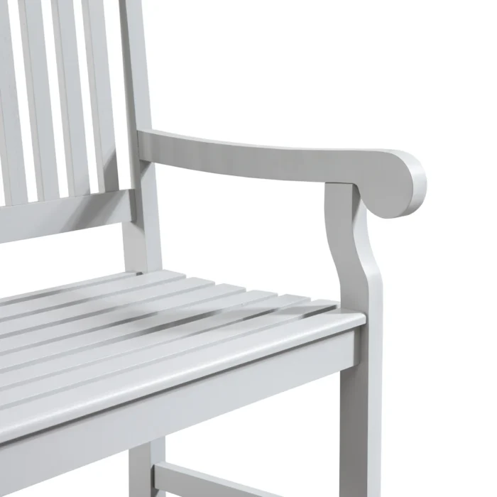 Solid Eucalyptus Outdoor Bench with Slatted Backrest