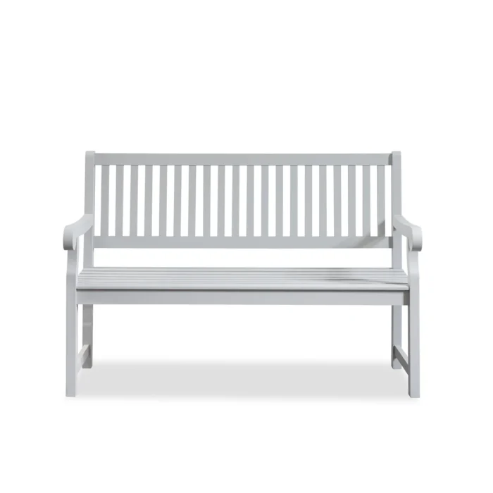 Solid Eucalyptus Outdoor Bench with Slatted Backrest