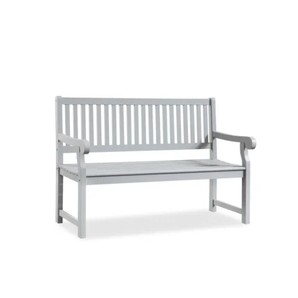 Solid Eucalyptus Outdoor Bench with Slatted Backrest