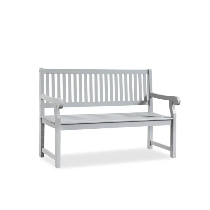 Solid Eucalyptus Outdoor Bench with Slatted Backrest