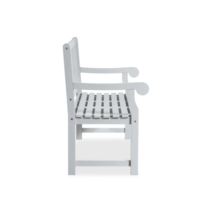 Solid Eucalyptus Outdoor Bench with Slatted Backrest