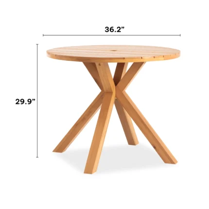 36.2" Solid Wood Round Patio Table