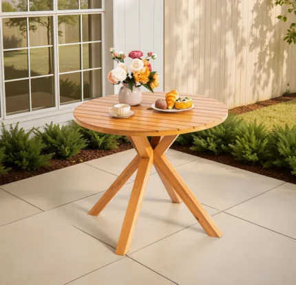 36.2" Solid Wood Round Patio Table