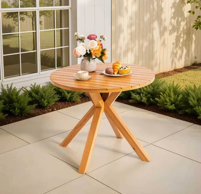 36.2" Solid Wood Round Patio Table