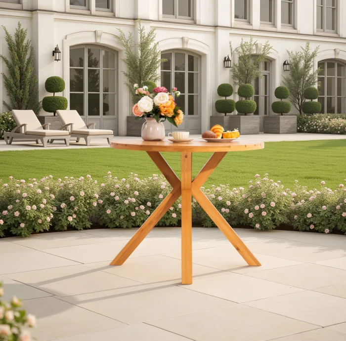 36.2" Solid Wood Round Patio Table