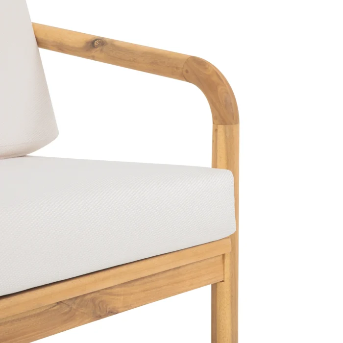 Patio Lounge Chair with Solid Wood Frame & Woven Rope Back