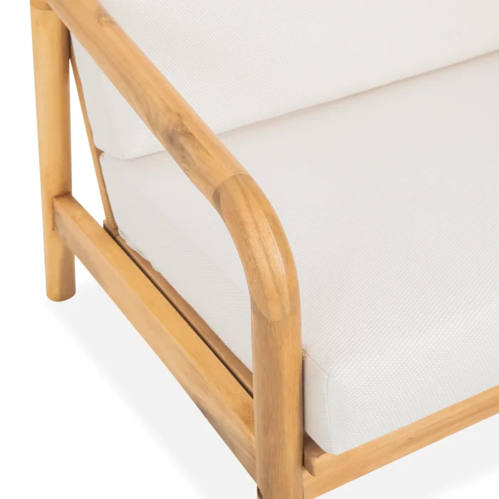 Patio Lounge Chair with Solid Wood Frame & Woven Rope Back