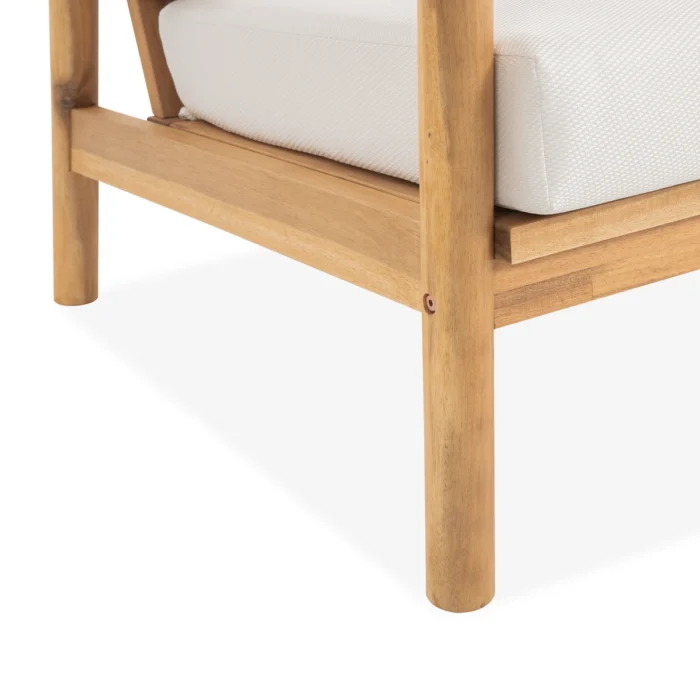 Patio Lounge Chair with Solid Wood Frame & Woven Rope Back