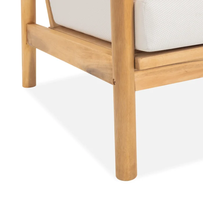 Patio Lounge Chair with Solid Wood Frame & Woven Rope Back