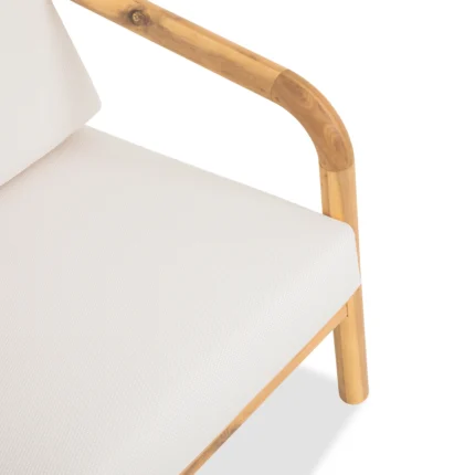 Patio Lounge Chair with Solid Wood Frame & Woven Rope Back