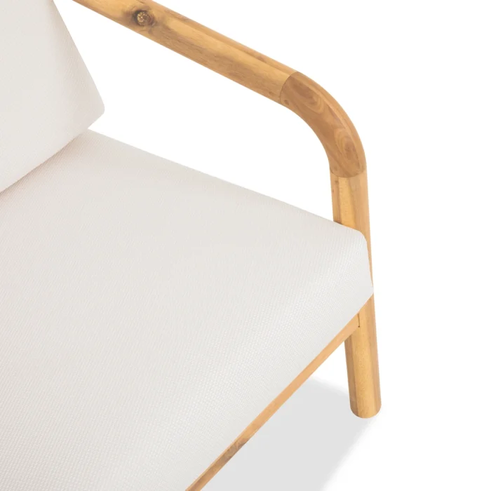 Patio Lounge Chair with Solid Wood Frame & Woven Rope Back