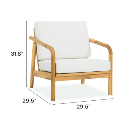 Patio Lounge Chair with Solid Wood Frame & Woven Rope Back