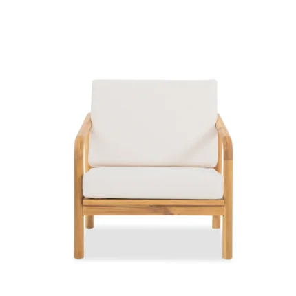 Patio Lounge Chair with Solid Wood Frame & Woven Rope Back
