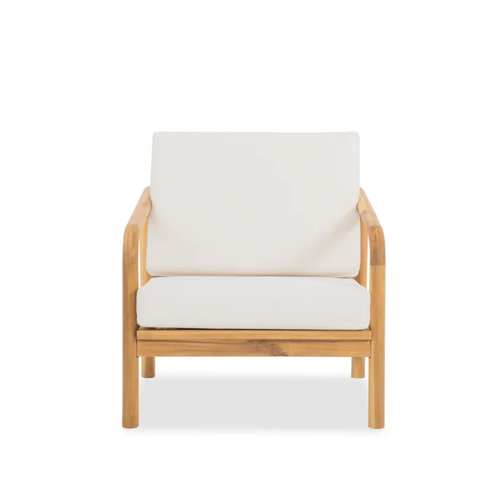 Patio Lounge Chair with Solid Wood Frame & Woven Rope Back