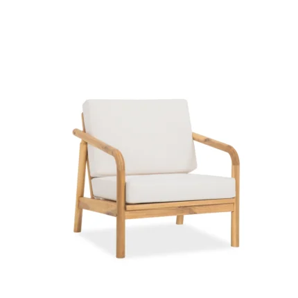 Patio Lounge Chair with Solid Wood Frame & Woven Rope Back