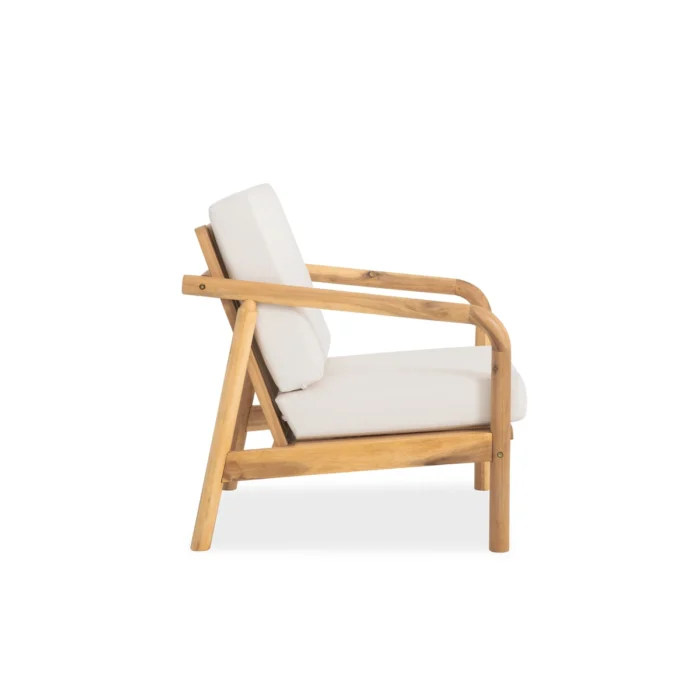 Patio Lounge Chair with Solid Wood Frame & Woven Rope Back