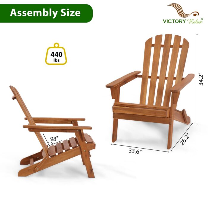 Collapsible Adirondack Chair 440 LBS Waterproof UV Outdoor
