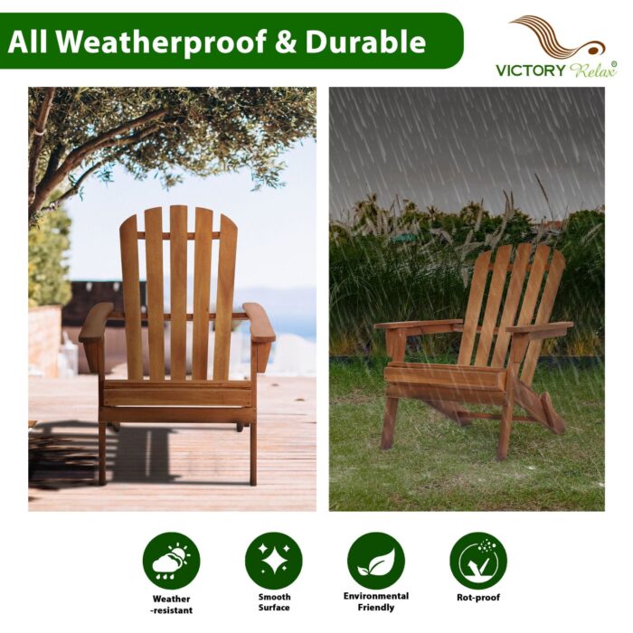 Collapsible Adirondack Chair 440 LBS Waterproof UV Outdoor