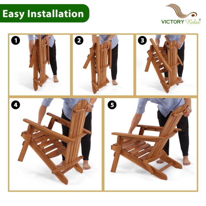 Collapsible Adirondack Chair 440 LBS Waterproof UV Outdoor