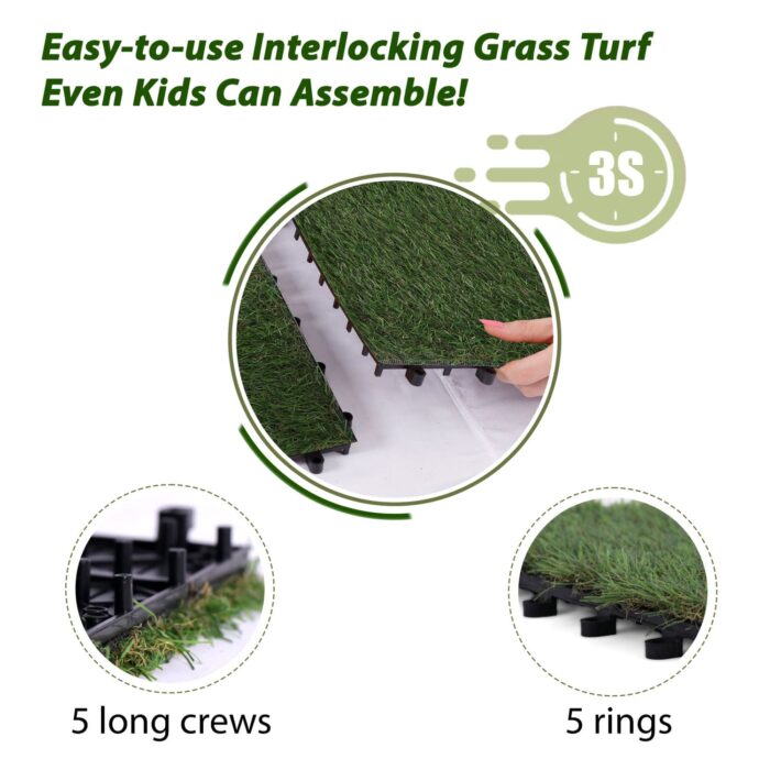 10-Piece Artificial Grass Turf Tiles for Indoor/Outdoor