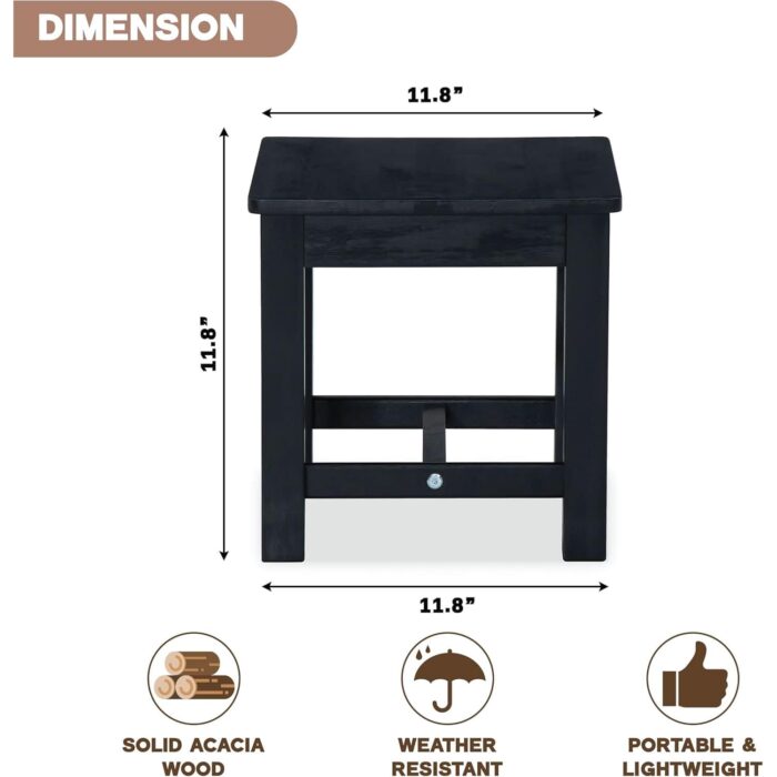 12-Inch Acacia Wood Step Stool for Indoor Use