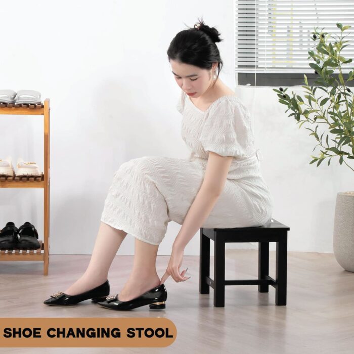 12-Inch Acacia Wood Step Stool for Indoor Use