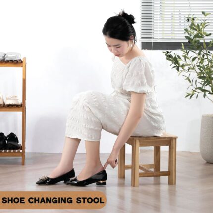 12-Inch Acacia Wood Step Stool for Indoor Use