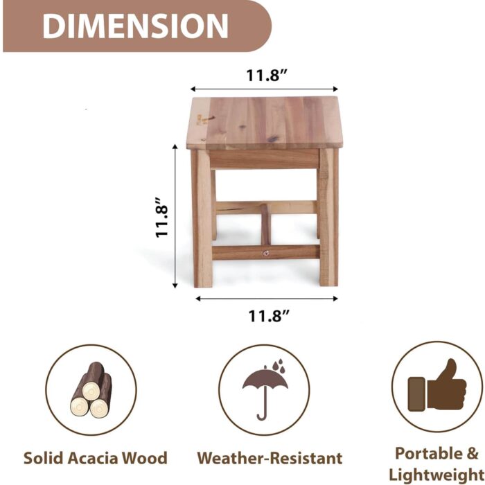 12-Inch Acacia Wood Step Stool for Indoor Use