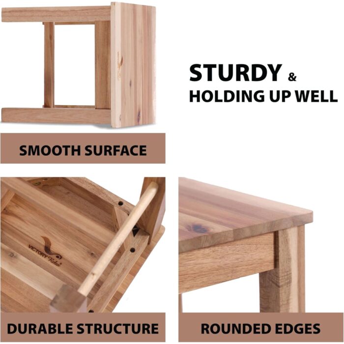 12-Inch Acacia Wood Step Stool for Indoor Use
