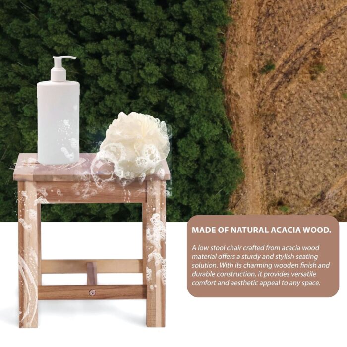 12-Inch Acacia Wood Step Stool for Indoor Use