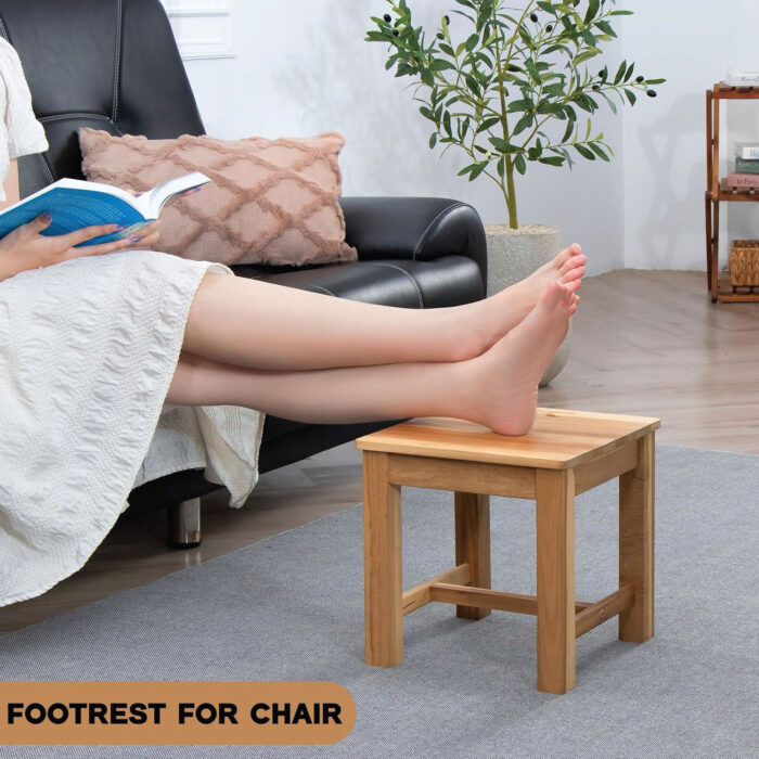 12-Inch Acacia Wood Step Stool for Indoor Use
