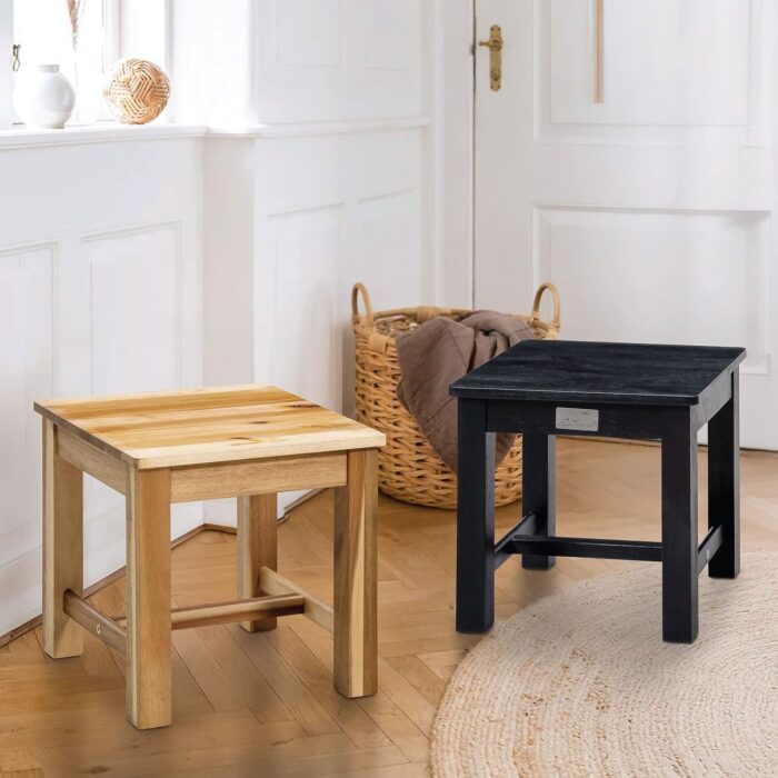 12-Inch Acacia Wood Step Stool for Indoor Use