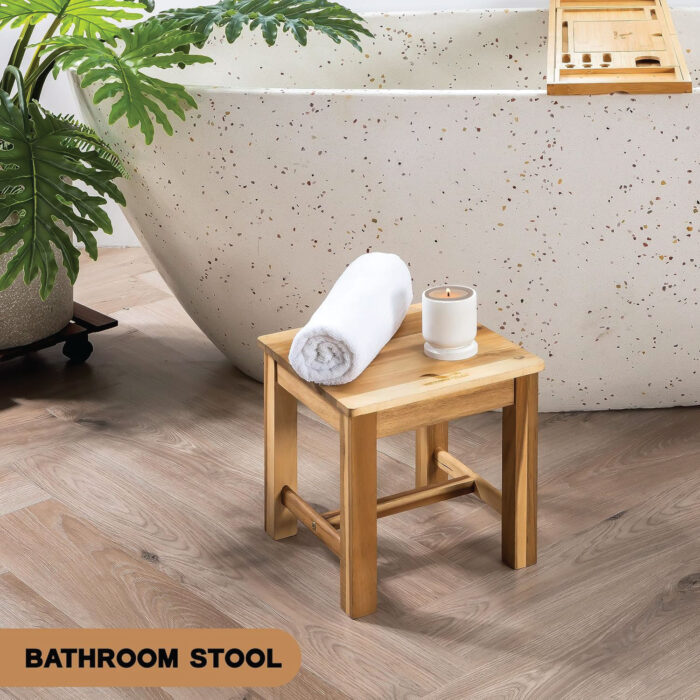 12-Inch Acacia Wood Step Stool for Indoor Use