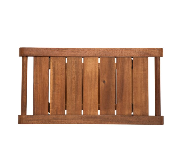 2-Tier Acacia Wood Shower Stool with Storage Shelf