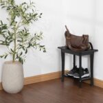 2-Tier Acacia Wood Shower Stool with Storage Shelf
