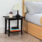 2-Tier Acacia Wood Shower Stool with Storage Shelf