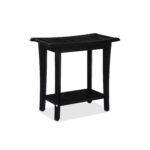 2-Tier Acacia Wood Shower Stool with Storage Shelf