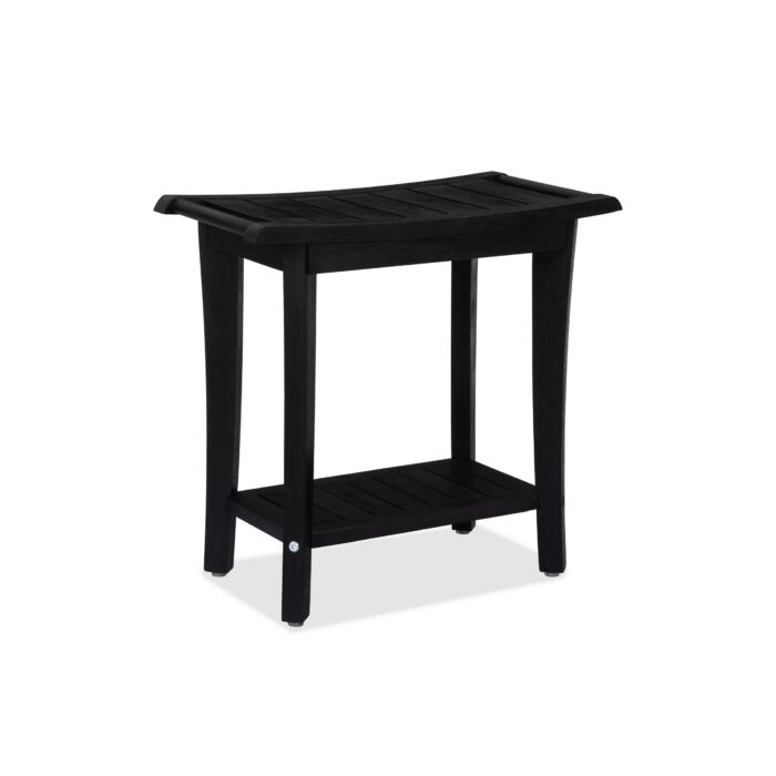 2-Tier Acacia Wood Shower Stool with Storage Shelf